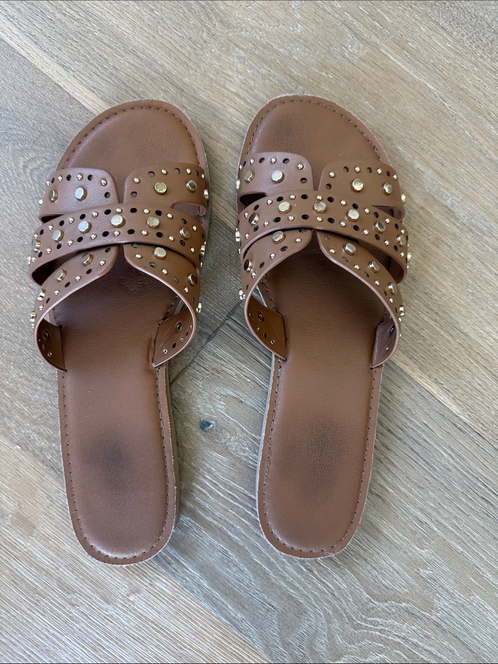 Splendid Brown Studded Slide Sandals size 9